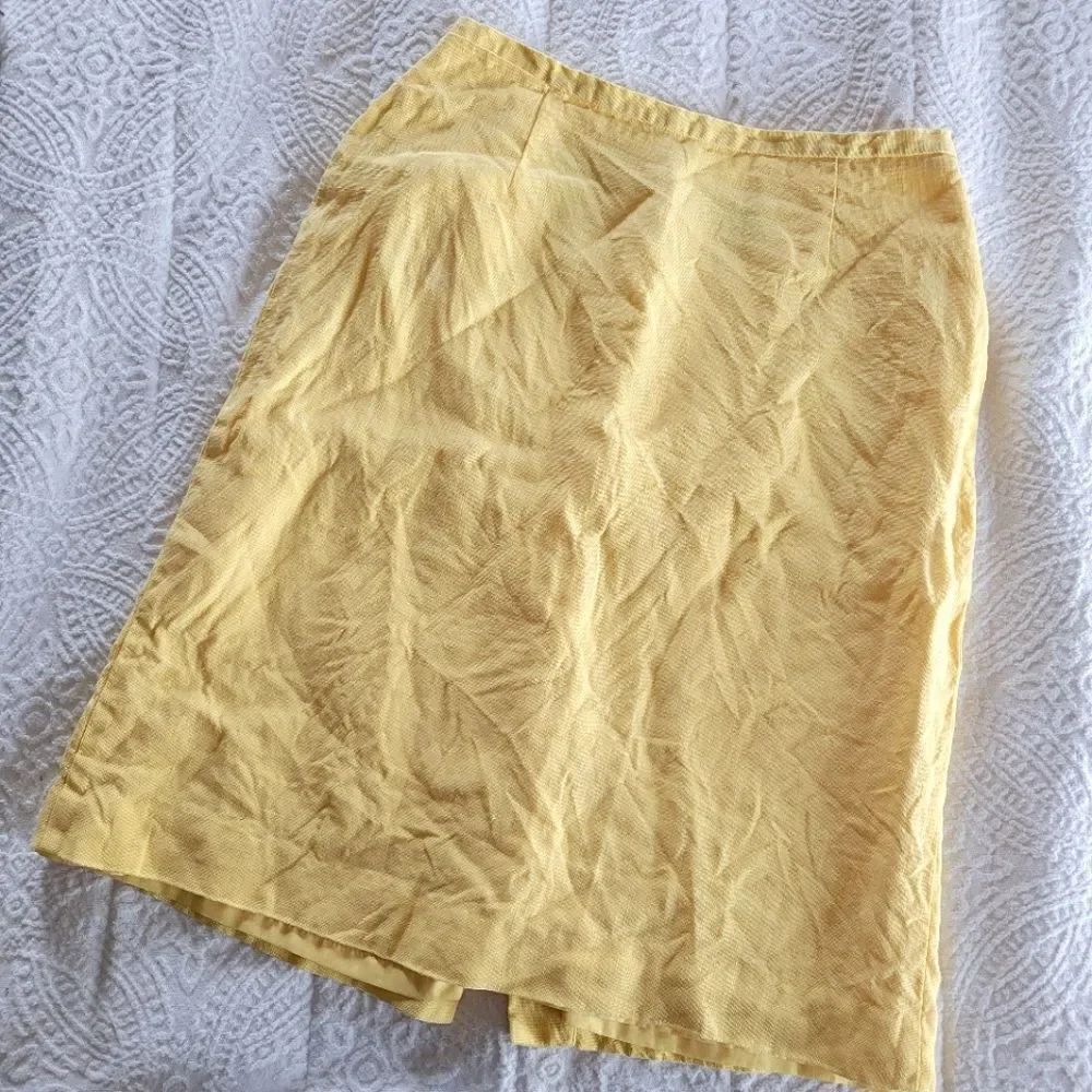 Talbots 100% Irish Linen Pencil Skirt Yellow 4